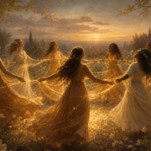 Danseurs reliés par le fil d'or